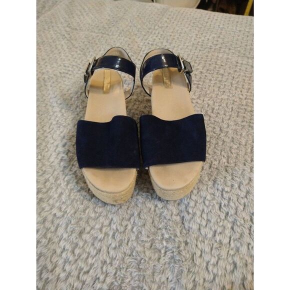 Kenneth Cole Suede Sandals Blue Sz 8 Boho Summer Espadrille - Picture 4 of 9